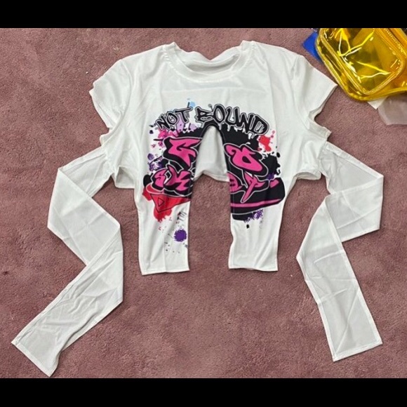 💋Graffiti Cami Sytle Side Splits Front Cuts W/ front Ties Sleeveless T-Shirt - Picture 8 of 8